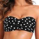 Tempt Me Women Twist Bandeau Bikini Top Strapless Swimsuit Top Only (Small, Polka Dot)