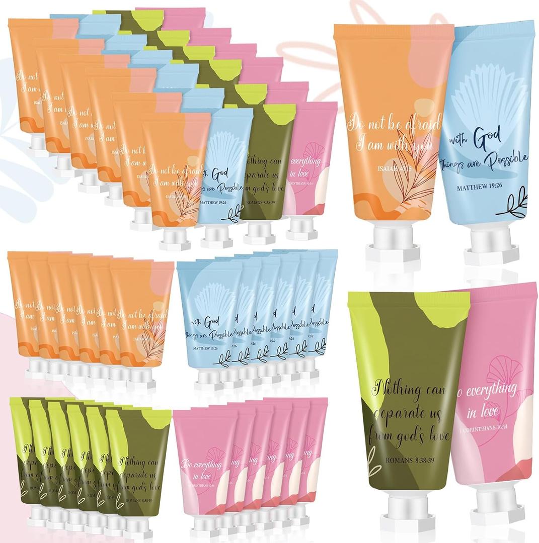 72 Pcs Easter Christian Hand Lotion Bulk Gifts for Women Bible Verse Mini Travel Hand Cream Religious Mother's Day Gift for Church Members Prayers Teachers Coworkers Homeless