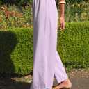 TARSE Womens Linen Striped Gingham Wide Leg Pants Palazzo Drawstring Lounge Pajama Pants Cute Casual Trousers with Pockets (XL)
