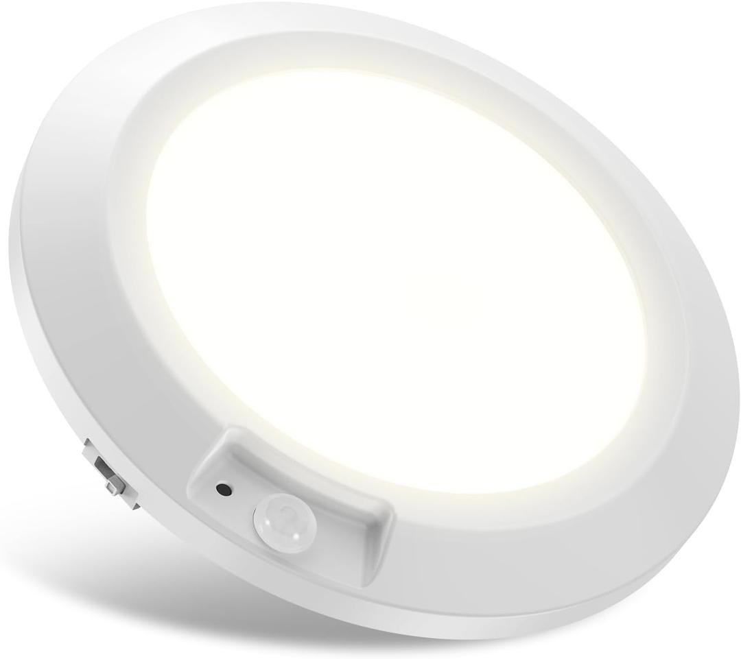 6.3 Inch Motion Sensor Ceiling Light, Battery Powered, 6000K White LED Indoor Lighting for Closet, Stairwell, Hallway & Storeroom - 1 Pack