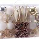 Sea Team 73-Pack Assorted Shatterproof Christmas Ball Ornaments Set Seasonal Decorative Hanging Ornament Set with Reusable Hand-held Gift Package for Holiday Xmas Tree Decorations, Gold