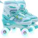 Kids Roller Skates for Girls-Outdoor 4 Size Adjustable Butterfly Quad Rollerskates for Indoor Ages 3-12 Years Beginners Children's Birthday Gift with Light Up Wheels patines para nias Indoor