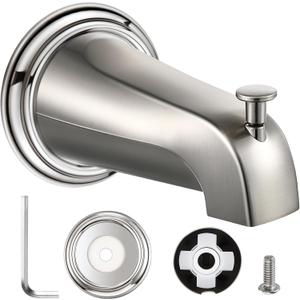 Dreyoo Slip On Diverter Tub Spout with Metal Cover Ring and Foam Gasket, Compatible with Kohler GP85556-CP, Bathroom Bathtub Faucet Set Replacement Fits 1/2'' Copper Water Tube(Brushed Nickel)