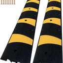 WKINGBOOM 2 Channel Rubber Speed Bumps Humps, 6 Feet Long Traffic Driveway Ramp with 8 Bolts, 22000 lbs Capacity Cable Protector Ramp for Garage Gravel Roads Asphalt Concrete, 2 Packs