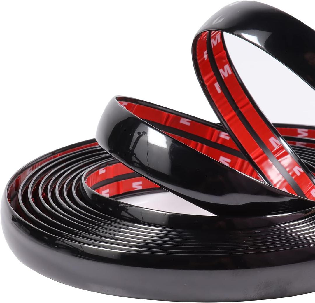 25Ft Automotive Trim Molding Glossy Black 1-3/16"(30mm) Heavy Duty Car Side Moldings(Self Adhesive) UV-Protected Scratch-Proof for All Vehicles Body Door Window Bumper