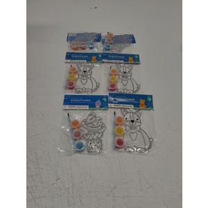 Suncatcher with Waint Brush and 3 Paint Pots, Cats and Ice cream, 6 Pack