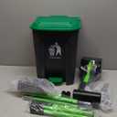 MXF Pooper Scooper Set - 28" Dog Pooper Scooper & Long Handle Stainless Metal Tray&Rake, 15 Litre Step Dog Poop Trash Can w/Removable Inner Bucket, 20 Waste Bags for Outdoors
