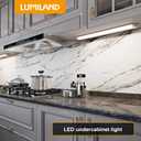 LUMILAND 24 Inch LED Under Cabinet Lighting with ETL Listed, Hardwired or Plug-in, 3 Color Levels Dimmable, Adjustable Lighting Direction, White