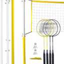 Franklin Sports Badminton Net Sets - Outdoor Backyard + Beach Badminton Net + Equipment Set - (4) Rackets + (2) Birdies + Portable Net Included - Adults + Kids Set, 20' x 1.5'