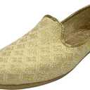 Mens Ethnic Designer Punjabi Jutti for Men Cream Gold Shoes Wedding Khussa Traditional Handmade Loafers (10.5)