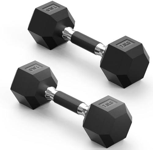 Amazon.com : PAPABABE Hex Dumbbell Set with Rubber Grip 2.5-125lb, Odorless Rubber Coated Weight Fixed Dumbbells Set of 2, Weights for Women at Home, Hand Weights for Home Gym & Strength Training,Pesas Para Ejercicios : Sports & Outdoors