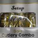SETUP [160 Count] Disposable Silverware, Gold Combo Cutlery - 80 Forks, 40 Spoons, 40 Knives - Heavy Duty, and Durable Gold Plastic Silverware Set Great for Parties, Events and Everyday use