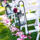 Shepherds Hooks for Outdoor94 Inch Diameter Outdoor Bird Feeder Pole with 5 Pronger Base, Adjustable Heavy Duty Garden Hanging Holder for Bird Feeders Lanterns Planting Hanger Weddings Decor Black