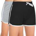 GORLYA 2 Pack Girl's Active Wear Play up Workout Gym Athletic Sport Running Casual Dolphin Shorts (Gray)