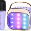FLUESTON Mini Karaoke Machine for Kids Adults, Portable Bluetooth Speaker with Wireless Microphone, Birthday Kids Gifts Toys for Girls Ages 3, 4, 5, 6, 7, 8, 9,10,11,12+ Years Old