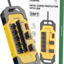 PLUGTUL Heavy Duty Surge Protector with USB Ports(PD 30W), 15A Metal Power Strip with Safety Cover, 10FT Extension Cord, 14/3 AWG, 2040Joules, Kitchen, Garage, Shop, Industrial Wall Mount, ETL Listed