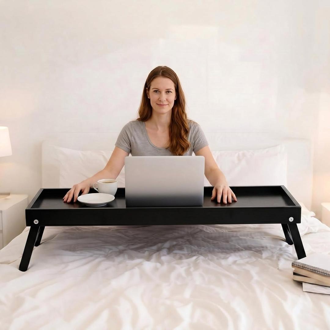 Geelin Extra Large 30.3 x 15 Inch Bamboo Bed Tray Table, Black