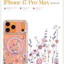 Loheckle for iPhone 17 Pro Max Case with Stand- Compatible with MagSafe Women Girls Cute Clear Girly Unique Design Soft TPU Magnetic Ring Phone Cover for Apple 17 Promax, Purple Flower