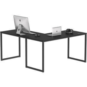 SHW Mission 55 x 60 Inches L-Shape Home Office Computer Desk, Black, 55-Inch L-Shaped