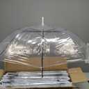 60 Pack Clear Wedding Umbrellas Bulk Transparent Auto Open Stick Umbrellas Windproof Waterproof Large Canopy Umbrella with White European J Hook Handle for Wedding Bride Groom Photography Golf Outdoor