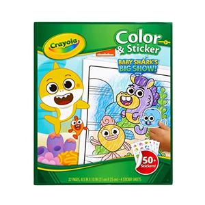 Crayola Baby Shark Coloring Pages and Stickers, Gift for Kids, Ages 3, 4, 5, 6 Color & Sticker
