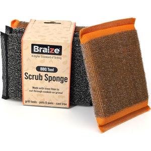 Heavy-Duty Steel Wool Scrubber Sponges 4 Pack  Stainless Steel Cleaning Pads for Dishes, Pots, Pans, Grills & Ovens  Durable Multi-Surface Kitchen Scrubbing Tools for Tough Grease & Burnt Food