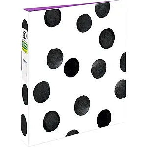 Avery Durable View 3 Ring Binder, 1 Inch Round Rings, Black and White Dots, 1 Fashion Binder