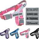Service Dog Vest, No-Pull Service Dog Harness with 4 PCS Reflective Patches, Dog Vest Harness with Handle, Pet Harness for Small Medium Large Dogs in Training (Pink, M) (Medium (Chest: 22-29"))