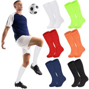Zando 6 Pairs Youth Soccer Socks Baseball Socks Boys Girls Knee High Socks School Uniform Socks Outdoor Long Tube Socks (XXL)