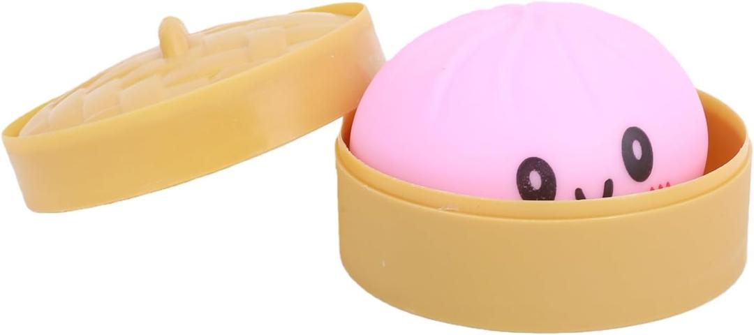 Dumpling Squishy, Fun Slow Rising Dumplings Squishy with Steamer Stress Balls Fidget Sensory, TPR Soft Squeeze Decompression Dough for Stress Relief Stretchy Desk (Light Purple)