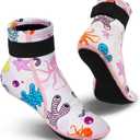 Kids Neoprene Socks 3mm Water Socks Keep Warm Sand Socks Anti-Slip Wetsuit Socks Water Sport Swimming Surfing (10-12.5 Little Kid, White)