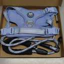 PoyPet No Pull Dog Harness and 5 Feet Leash Set, Release on Neck Reflective Adjustable Pet Vest, Front & Back 2 D-Ring and Soft Padded Pet Harness with Handle for Small to Large Dogs(Light Blue,XL)