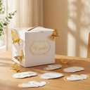 Resurhang White Wedding Card Box - 10x10 Inch DIY Large Box Slot with Cards Stickers Gold Butterfly Decors, Alphabet Stickers for Wedding, Graduation Party Reception, Birthday, Baby Shower, Raffle
