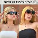 TJUTR Polarized Sunglasses Fit Over Glasses for Women, Oversized Driving Sun Glasses with Rhinestone Designer Style (A2 Black/Grey)