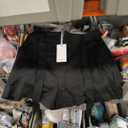 GRACE KARIN Womens Summer Linen Shorts High Waisted Casual Tie Wasit Short Pants with Pockets, L, Black