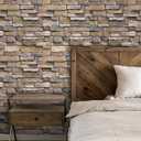 Abyssaly Stone Wallpaper Brick Wallpaper Peel and Stick Stone Backsplash Self-Adhesive Removable Vinyl Wall Paper Grey Faux Brick Shelf Liner 17.71" X 590" Home Decorations Contact Paper (Brown)