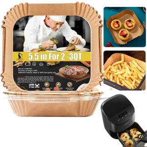 Small Air Fryer Liners, Mini Air Fryer Liners, 2 2.1 2.6 3qt Air Fryer Liners, Air Fryer Liners Disposable 2 qt for Cosori Mini Air Fryer, Instant Vortex Mini, Chefman TurboFry, DASH Tasti-Crisp (5.5" Square)