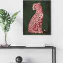 Pink Cheetah Canvas Wall Art Modern Cheetah Animal Print Poster Framed Painting for Home Living Room Wall Decor 8x10 Inch