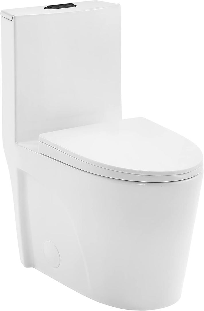St. Tropez One Piece Elongated Toilet Dual Vortex Flush, Black Hardware