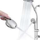 High Pressure Shower Head with Handheld Shower, 26" Adjustable Height Drill-Free Slide Bar, 3-Way Diverter for Easy Reach, Dual Shower Head Combo Set with 5ft Hose - Chrome
