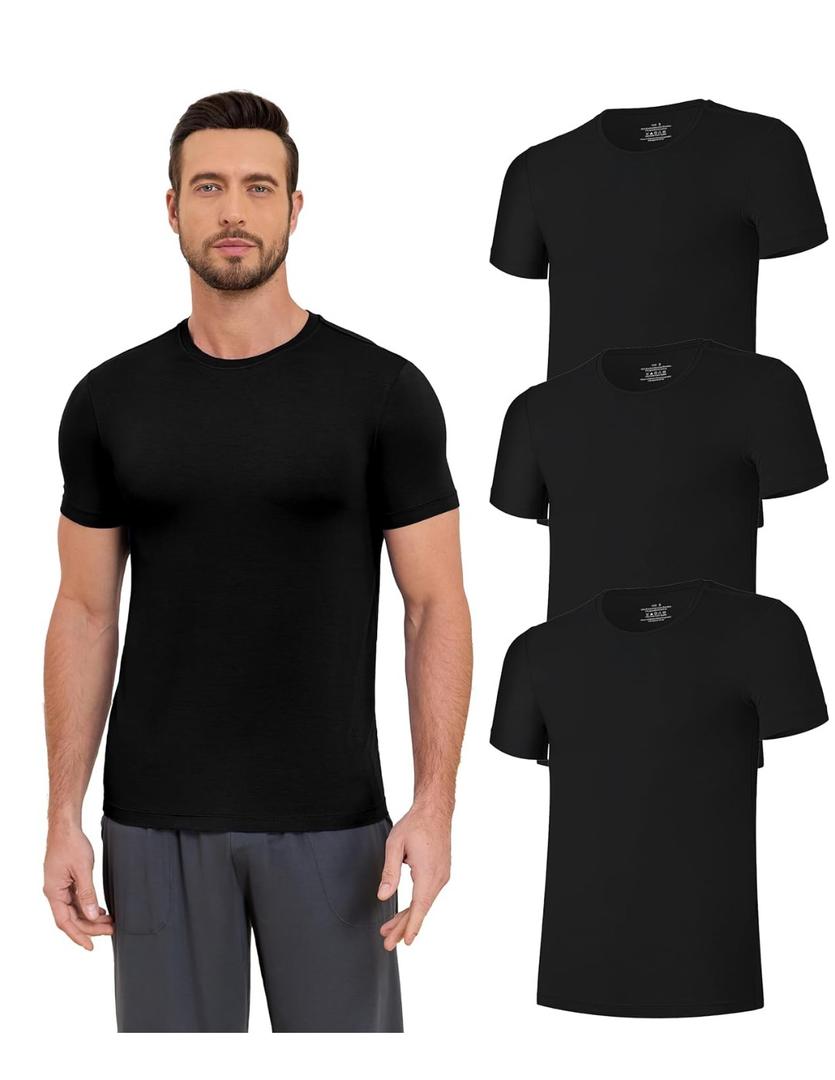 CF Men's Undershirts Bamboo Rayon Moisture-Wicking Crewneck Tees Cool & Dry Undershirts Slim Fit T-Shirts for Men 3 , size XXL