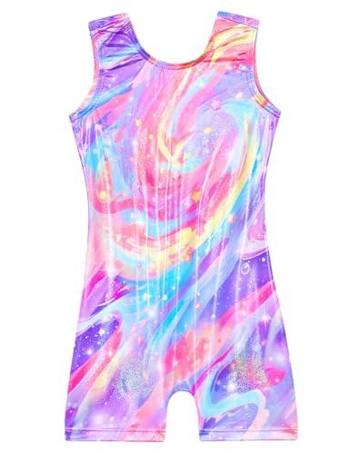 Domusgo Gymnastics Leotards for Girls 2t 3t Bright Rainbow Stars Athletic Sleeveless Bodysuit, 100