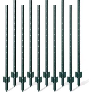 10 Pack Metal Fence Post, 7 Feet Heavy Duty Garden with U-Post, No Dig Garden Fence Stakes for Temporary Fencing, Corner Anchor