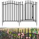 10 Panels No Dig Decorative Garden Fence with Gate - 32in H x 22.5ft L, Reinforced Square Tube Rustproof Tall Animal Barrier for Dogs & Rabbits, Outdoor Yard Border Fencing