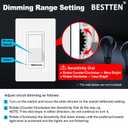 BESTTEN 10 Pack Dimmer Light Switch, Single Pole or 3-Way, Slide Dimmer Switches, Compatible with Dimmable LED, CFL, Incandescent and Halogen Bulb, Neutral Wire Not Required, 120VAC, UL Listed, White