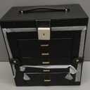 Jewelry Box, Jewerly Box Jewelry Boxes PU Leather Jewelry Storage Case 6 Tier Travel Jewelry Boxes with Lock & Mirror Elegant Jewelry Storage Box Jewelry Box for Women(C)