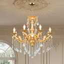 Modern Elegant 8 Lights Crystal Chandelier Antique Chandelier Golden Pendant Ceiling Lighting European Style for Dining Living Room Bedroom Transparent, 8 E12 Bulbs Required