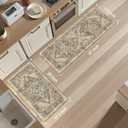 KIMODE Anti Fatigue Kitchen Mat, Boho Distressed Kitchen Rugs Sets of 2, Kitchen Floor Mats Non Slip Cushioned, Waterproof Standing Mat for Laundry, Office, Sink, Desk, Brown 17"x47"+17"x29"