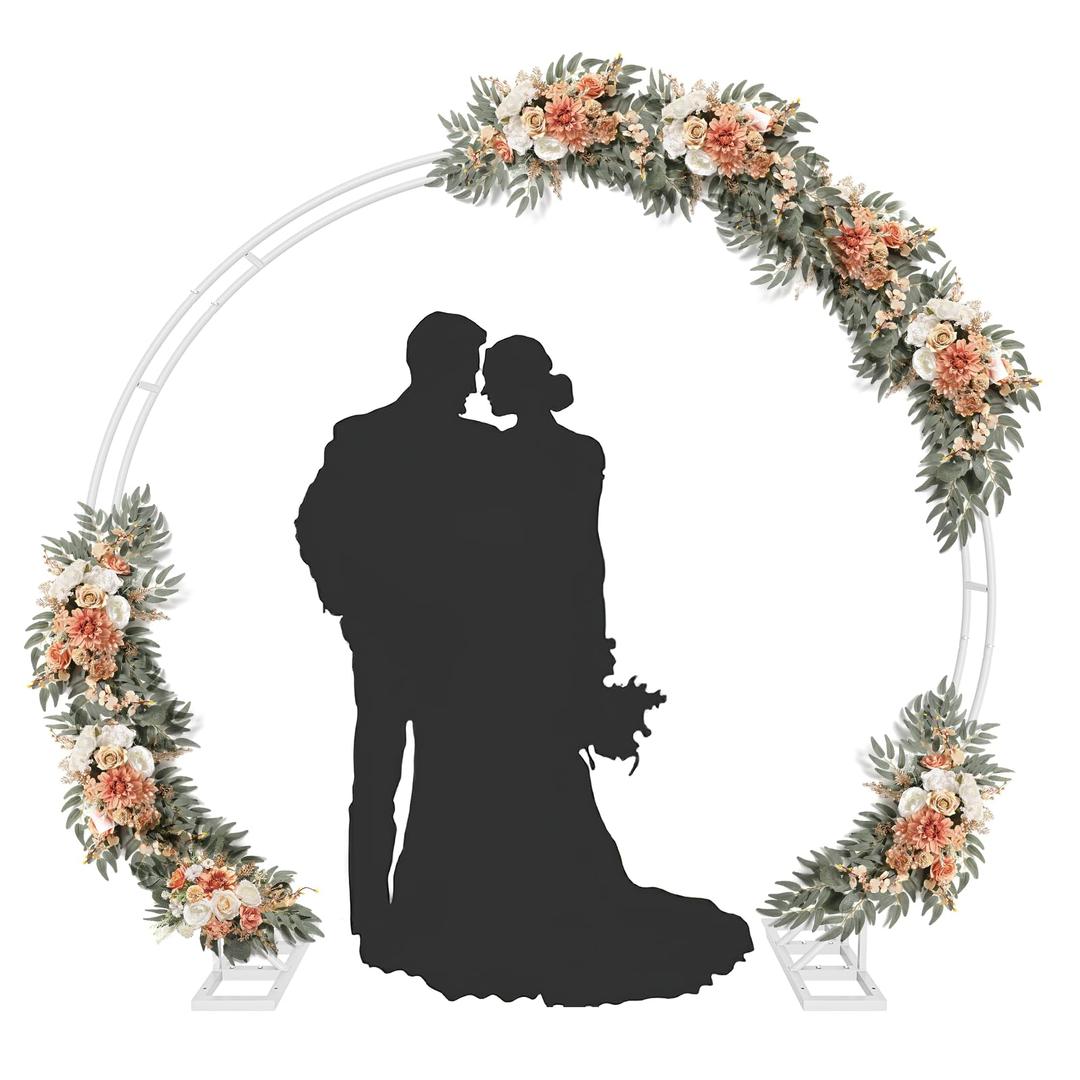 Round Backdrop Stand, 6.5ft Gold Metal Circle Balloon Arch Frame for Wedding, Party, Decoration, Birthday, Valentine, Halloween, Anniversary, Ceremony