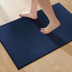 GRANNY SAYS Blue Bathroom Rugs Non Slip Washable, Absorbent Bath Mats 32" x 20", Thin Chenille Bathroom Rug, Quick Dry Bath Mat, Soft Rug for Tub and Shower